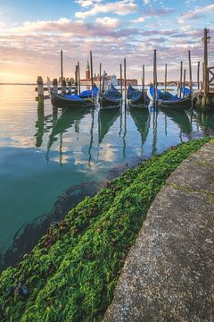 Venise avec gondoles au lever du soleil sur Jean Claude Castor