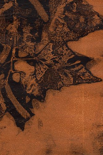 Bosbladeren in zwart en terracotta