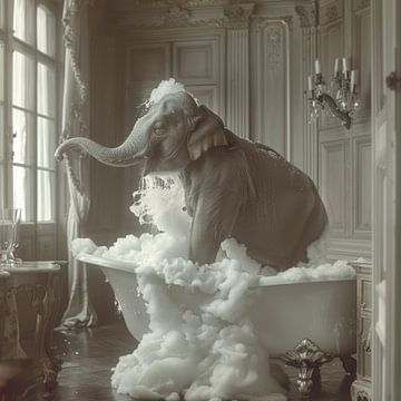 Un éléphant dans la baignoire - une œuvre d'art exceptionnelle pour la salle de bains sur Felix Brönnimann
