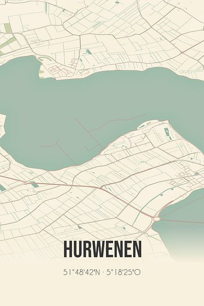 Vintage map of Hurwenen (Gelderland) by Prints of Place