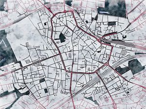 Karte von Bochum centrum im stil 'White winter'