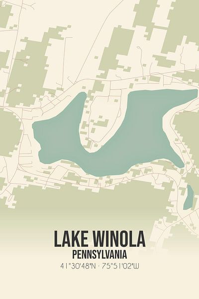Carte ancienne de Lake Winola (Pennsylvanie), USA. par Affiches de lieux