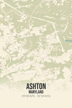 Vintage landkaart van Ashton (Maryland), USA. van MijnStadsPoster