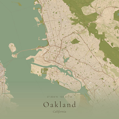 Vintage map of Oakland, United States by Prints of Place
