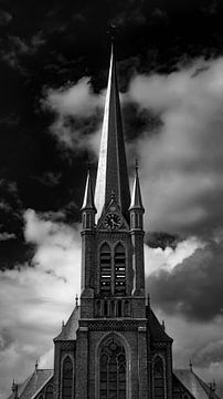 Kerktoren van St. Jan de Doper in Wateringen (infrarood) van Piedro de Pascale
