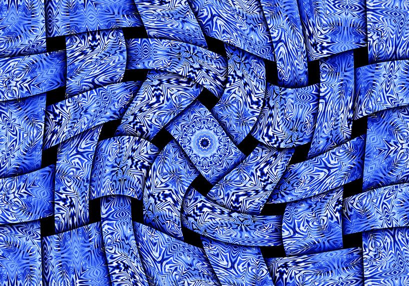 Waving Weaves in Blue (Gewoven Golven in Blauw) van Caroline Lichthart