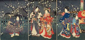 Kunisada, Betrachtung von Pflaumen, 1854