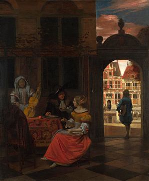 Een muziekfeest op een binnenplaats, Pieter de Hooch