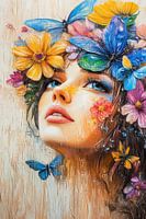 Portrait girl with flowers