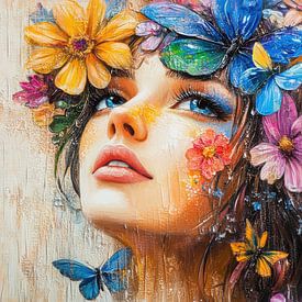 Portrait girl with flowers by Deco item