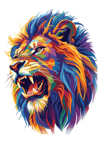 Lion WPAP Pop-Art-Illustration – Metallposter