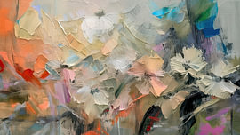 Abstrakte Blumenmalerei in Pastelltönen von Studio Pieternel