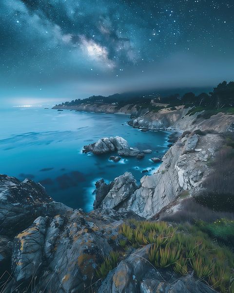 Sternenspiel über Landschaft von fernlichtsicht