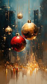 Christmas Balls | Golden Ball by Abstract Painting
