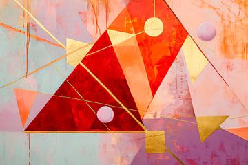 Harmonies géométriques en rouge et or sur Poster Art Shop