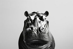 Nilpferd in Schwarz-Weiß