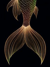 Illustration of an abstract Fishtail in Gold by STUDIO ARTSY