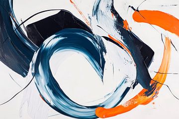 Jeux de couleurs abstraites en bleu et orange sur Poster Art Shop