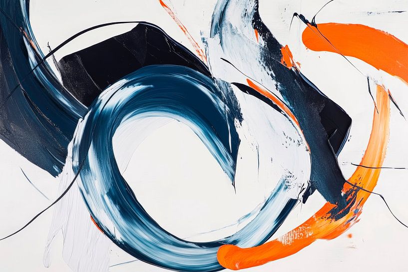 Abstrakte Farbspiele in Blau und Orange von Poster Art Shop