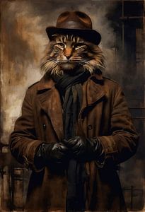 Katze in Kleidung aus der Zeit der Industriellen Revolution Porträt