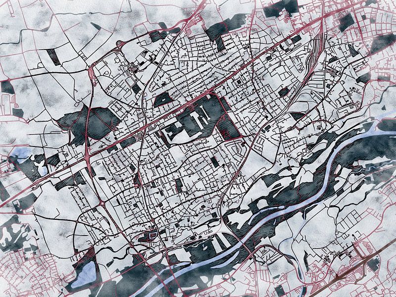 Carte de Traun avec le style 'White Winter' par Maporia