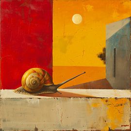 le temps de l'escargot en jaune et rouge