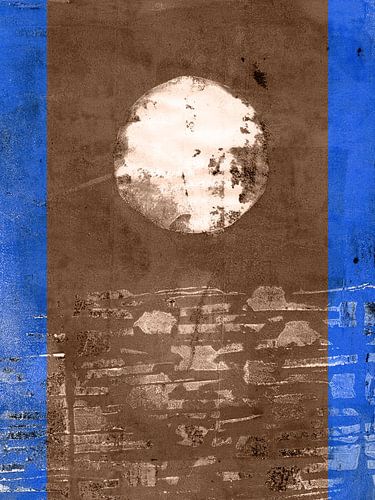 Abstrakte geometrische und organische Formen in Braun, Weiß und Blau. von Dina Dankers