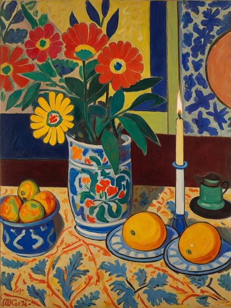 Bloemen in een vaas Stijl Henri Matisse van TOAN TRAN