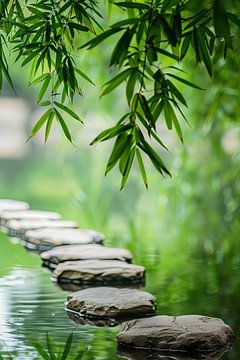 Zen tuin - Meditatieve stenen in het water van Poster Art Shop