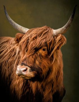 Schotse Hooglander portret met warme achtergrond