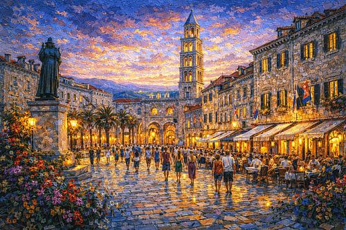 Split in Kroatië, een impressionistisch schilderij.