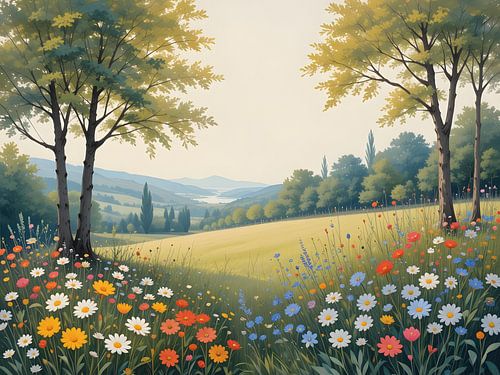 Landschap van glooiende heuvels