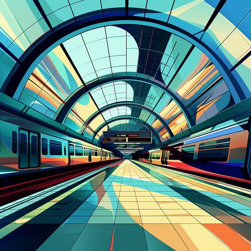 Stad Metro Kleuren Geometrisch Abstract Dynamisch Beweging