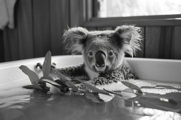 Ontspannen koala in de badkamer - een charmante badkamerfoto voor je toilet van Felix Brönnimann