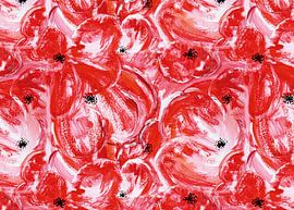 Abstrakte Rote Mohnblumen | Gemälde von Yvonne Warmerdam