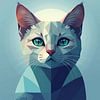 Geometrisches skandinavisches Katzenporträt von Ini Rendybovi