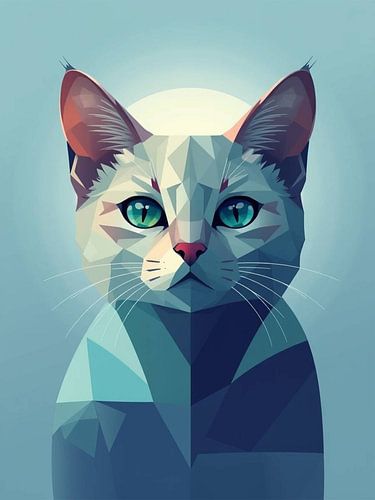 Portrait de chat scandinave géométrique