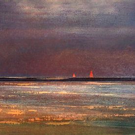 Red sails in the sunset van Ger Veuger