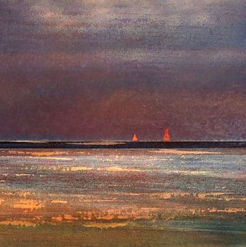 Red sails in the sunset van Ger Veuger