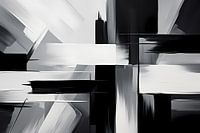 Abstract schilderij monochroom, zwart wit