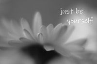 Une fleur en noir et blanc avec un slogan