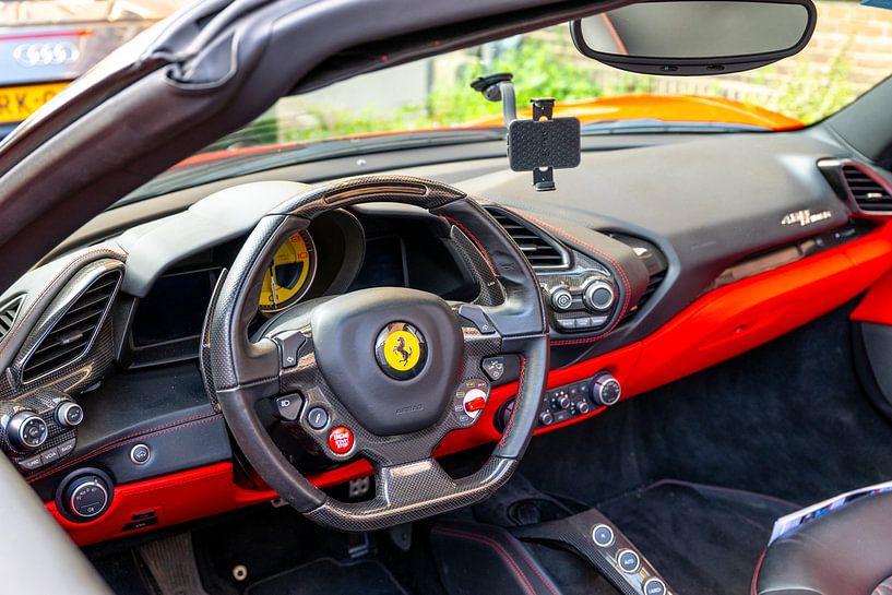 Ferrari 488 Spider sports car dashboard by Sjoerd van der Wal Photography
