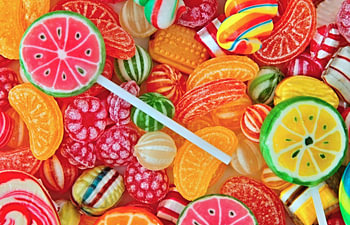 Lolly en kleurrijke snoepjes