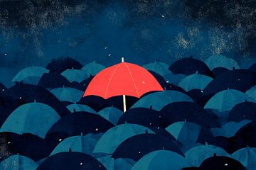 Red hug in the rain shower by Poster Art Shop