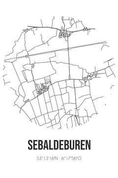 Sebaldeburen (Groningen) | Landkaart | Zwart-wit van Rezona
