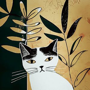Weiße Katze Tier Porträt Wanddekoration