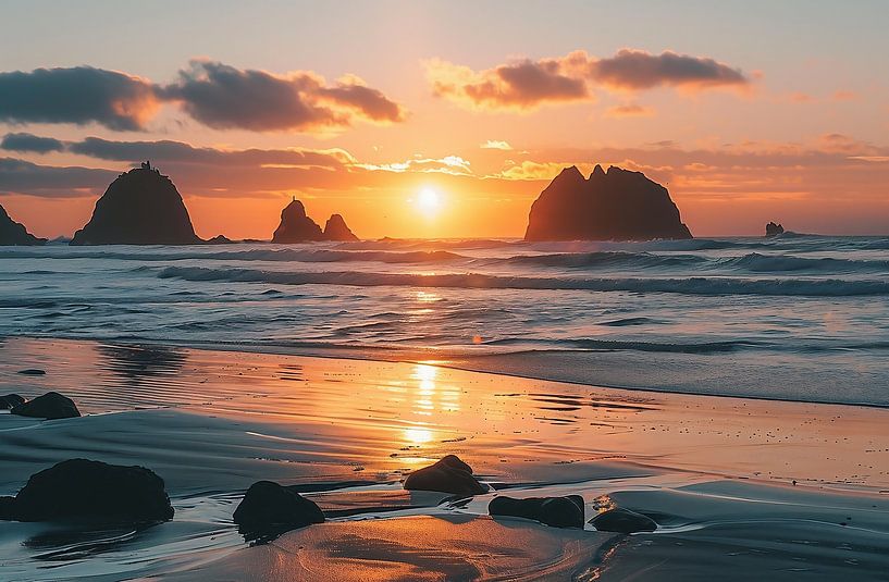 Zonsondergang aan zee van fernlichtsicht