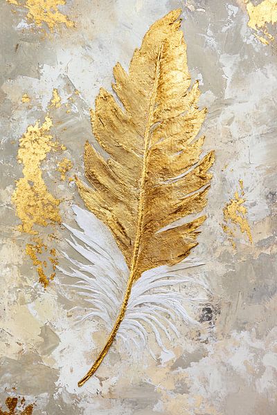 Golden feather on abstract background by Imperial Art House