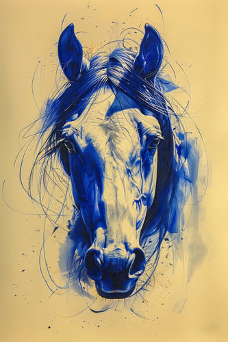 Drawing, Chinese ink, watercolour, horse