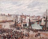 De vismarkt, Dieppe: grijs weer, ochtend, Camille Pissarro van Meesterlijcke Meesters thumbnail
